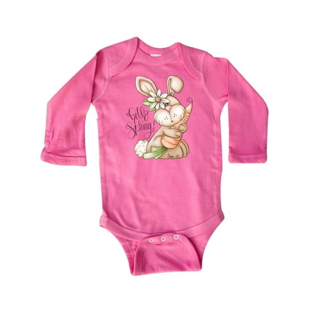 

Inktastic Hello Spring Bunny Rabbit Gift Baby Girl Long Sleeve Bodysuit