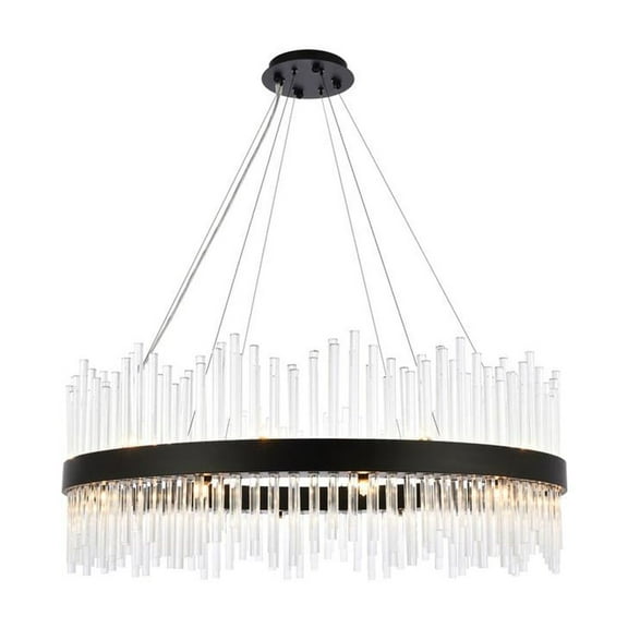 Elegant Lighting Dallas 36 inch round crystal pendant in black