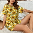thumbnail image 6 of Bixox Women's Sunflowers Printed Pajama Set 2 Piece Lounge Set Top and Shorts Soft Pajamas, Shorts with Pockets, 6 of 7