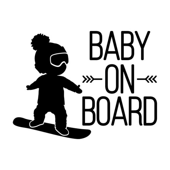 Soumake 16x12cm BABY ON BOARD Snowboard Waterproof Car Styling Window Sticker Decal