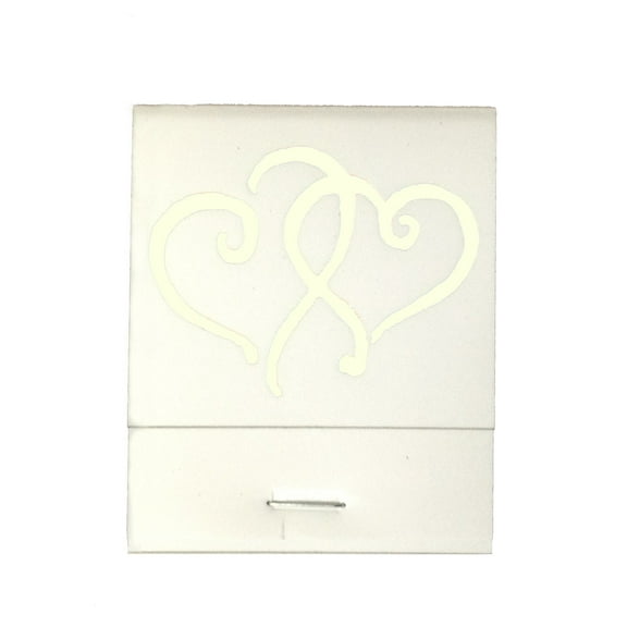 50 White 20 Strike Matches with Printed Hearts in Ivory Matchbooks for Wedding, Anniversary, Birthdays etc