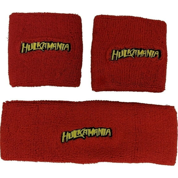 Hulk Hogan Hulkamania 3 pc Headband Wristband Set Red