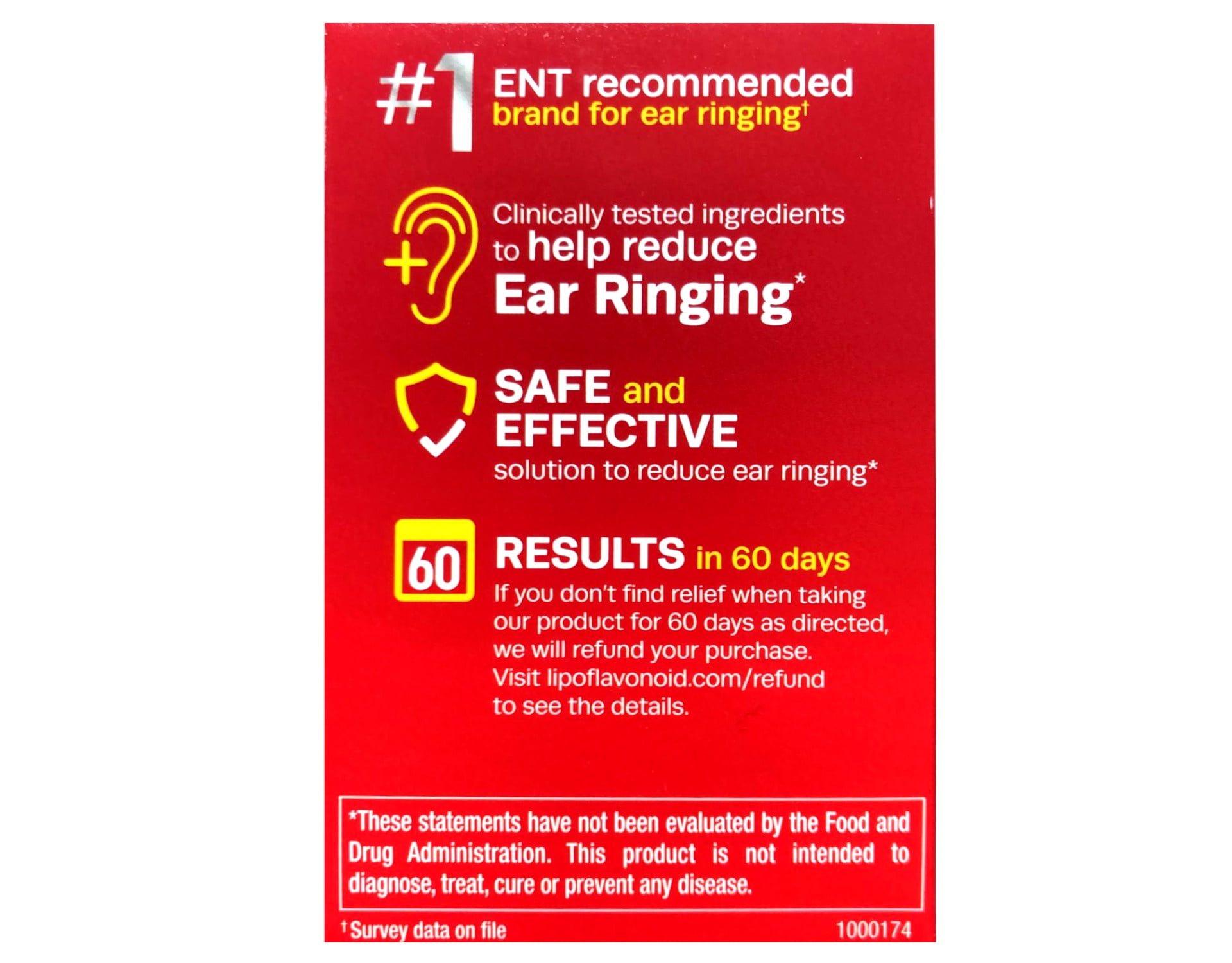 Lipo Flavonoid Ear Ringing Relief Supplement, Clinically Tested Ingredients, 100 Caplets (pack of 2)