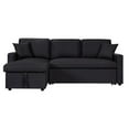 thumbnail image 6 of Paisley Black Linen Fabric Reversible Sleeper Sectional Sofa w/ Storage Chaise, 6 of 9