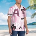 thumbnail image 5 of Kll Men'S Hawaiian Shirt Short Sleeve Button Down Beach Shirts-Eiffel Tower And Butterflies, 5 of 8