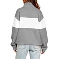 thumbnail image 6 of Quarter Zip Sweatshirt Women Stand Collar Color Block Fleece Pullover Lightweight Casual Loose Long Sleeve Fall Sweatshirt No Hood Gray L, 6 of 8