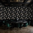 thumbnail image 3 of Floral Peel and Stick Wallpaper Cranes Crescent Moon Gold Teal Japanese Inspired Wall Mural 17.7in x 9.8ft Self Adhesive Removable Wall Paper Renter Friendly Wallpaper for Bedroom Nursery Kids, 3 of 8