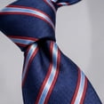 thumbnail image 3 of Striped Neckties for Men Blue Navy with Red Stripes XL Big and Tall, 3 of 6
