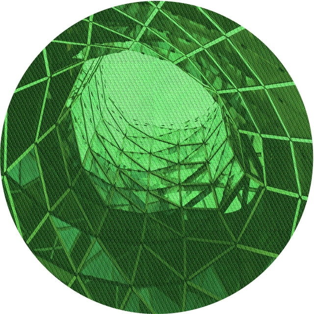 Ahgly Company Machine Washable Indoor Round Transitional Deep Emerald Green Area Rugs, 3' Round