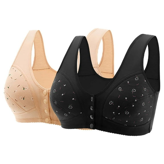 Audhol Comfortable Bras for Women High Support Bras for Women Adjustable Strap Full Coverage Up Bras Comfortable No Underwire Wireless Bras Front Closure Bras for Women Beige 36