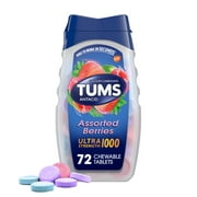 TUMS Ultra Strength Heartburn Relief Chewable Antacid Tablets, Berry, 72 Count