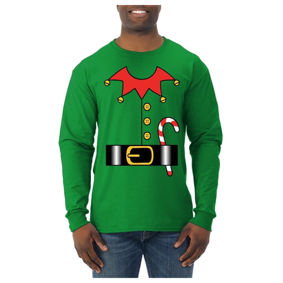 Wild Bobby Christmas Elf Suit Christmas Sweater | Holiday Men Long Sleeve Shirt