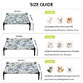 Blue Flowers Elevated Dog Bed, Spring Watercolor Blue Floral Leaf Linen ...