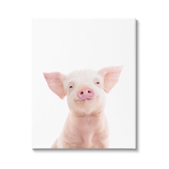 Stupell Industries Smiling Pink Pig Animals & Insects Painting Gallery Wrapped Canvas Print Wall Art, 36 x 48