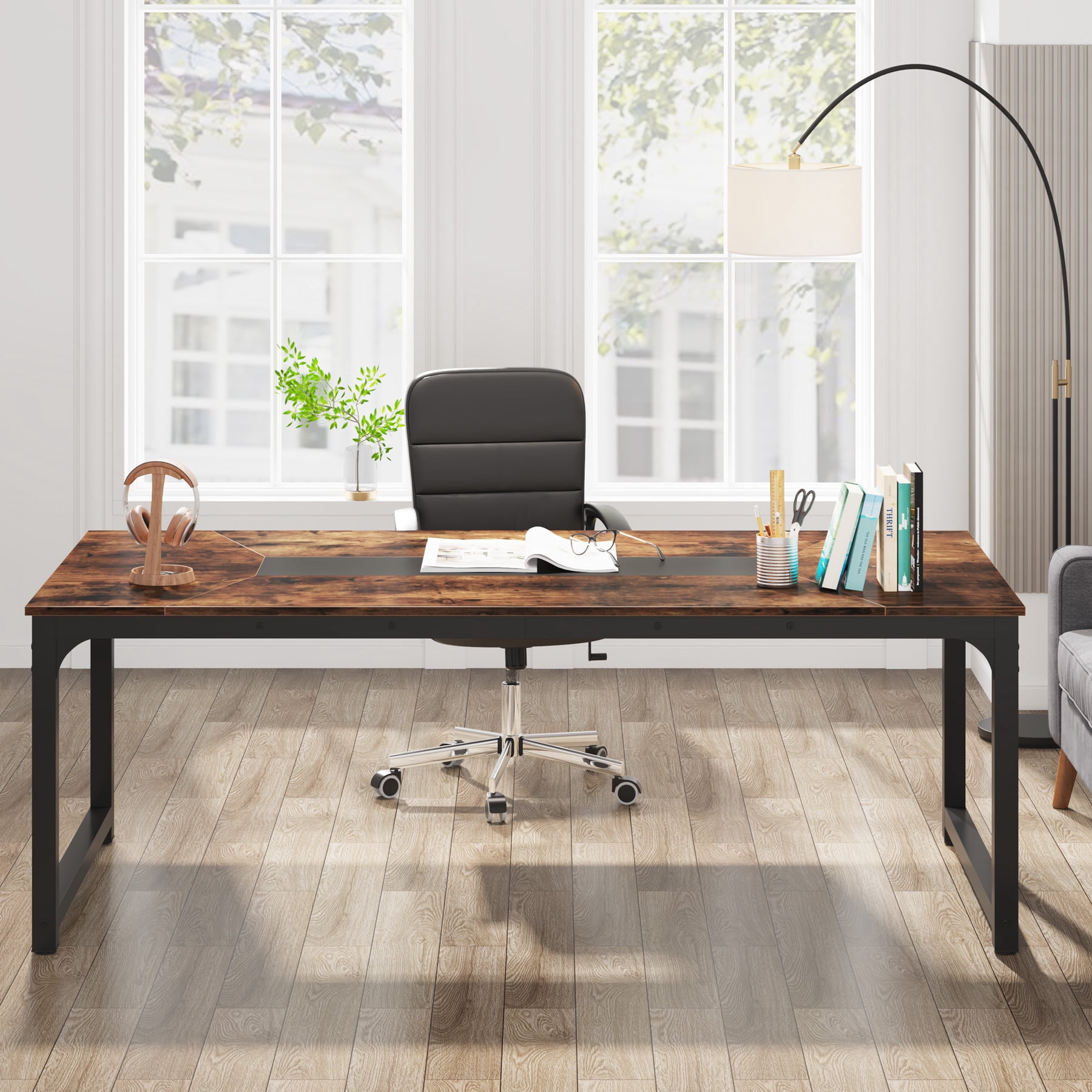 Tribesigns 78.7 Inch Large Computer Table, Modern Sturdy Writing Desk for Home Office, Rustic Brown