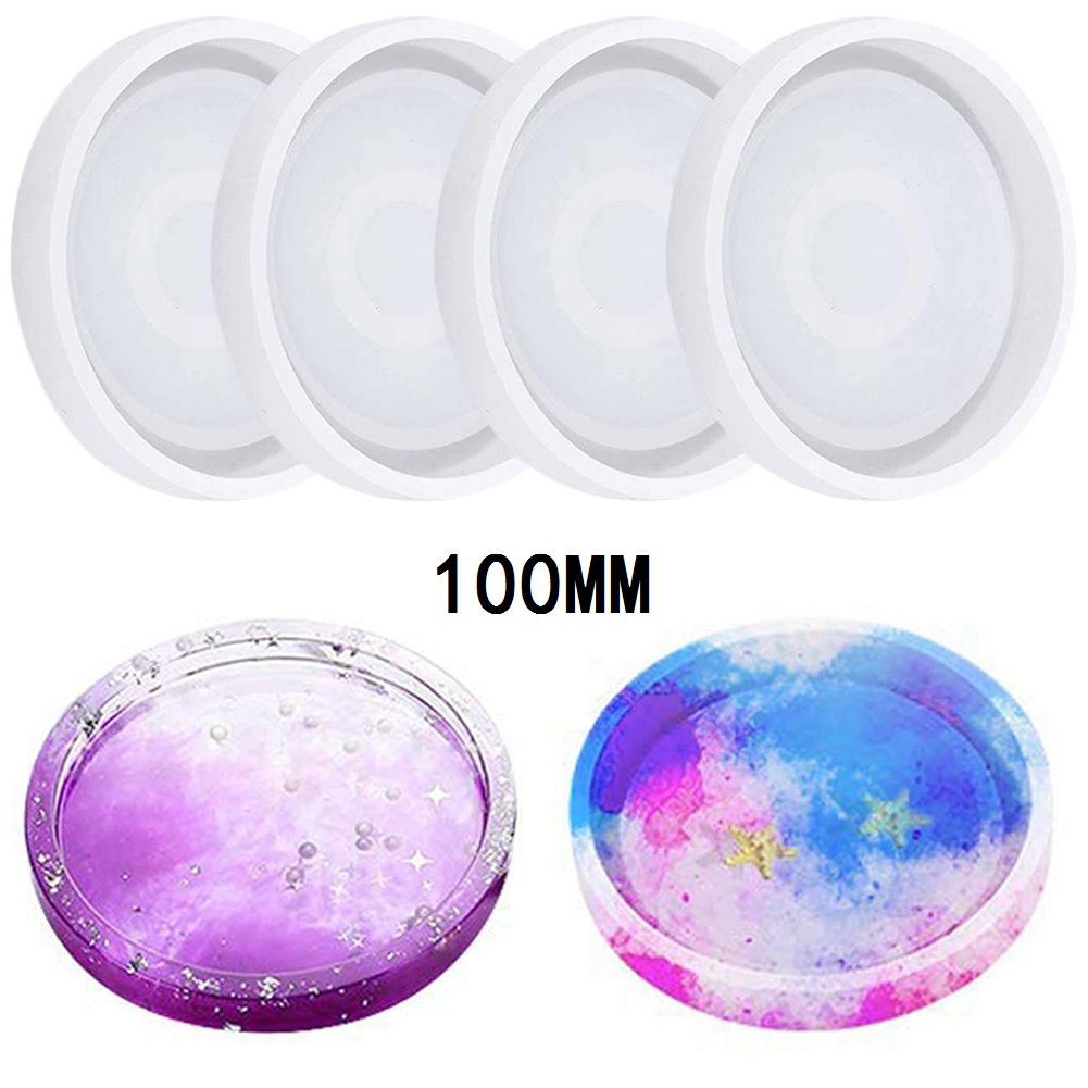 4pcs 100mm Coaster Cup Mat Mold Round Silicone Mould For DIY Epoxy