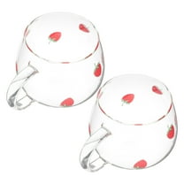 GOOHOCHY 2 Pcs Cups with Strawberry Designs Water Glasses Creative Baby