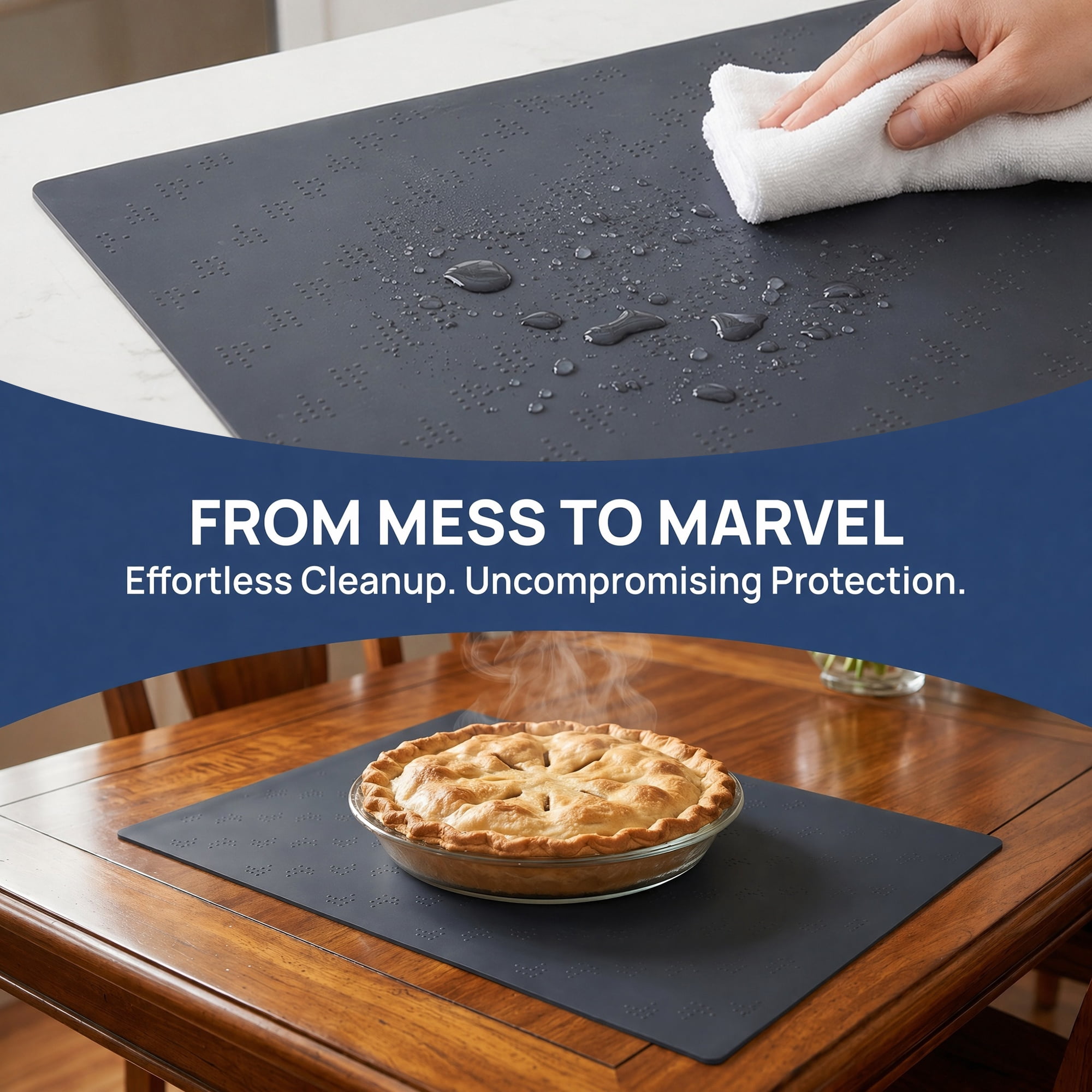 Unique Bargains Silicone Heat Resistant Countertop Protector Pad Mat Black 27.6"x16.5"