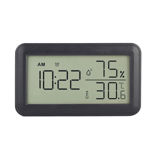 TermóMetro HigróMetro Interior con Reloj Despertador, Digital LCD, para HabitacióN, SalóN, (Negro)