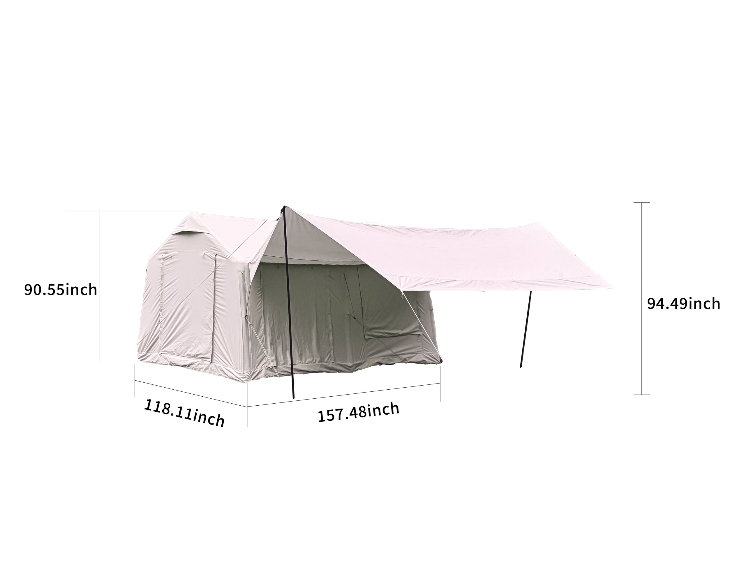 Homefun 10x13ft Inflatable Camping Tent Canopy All Weather Airbeam Glamping Instant Setup Waterproof Windproof Hand Pump Beige