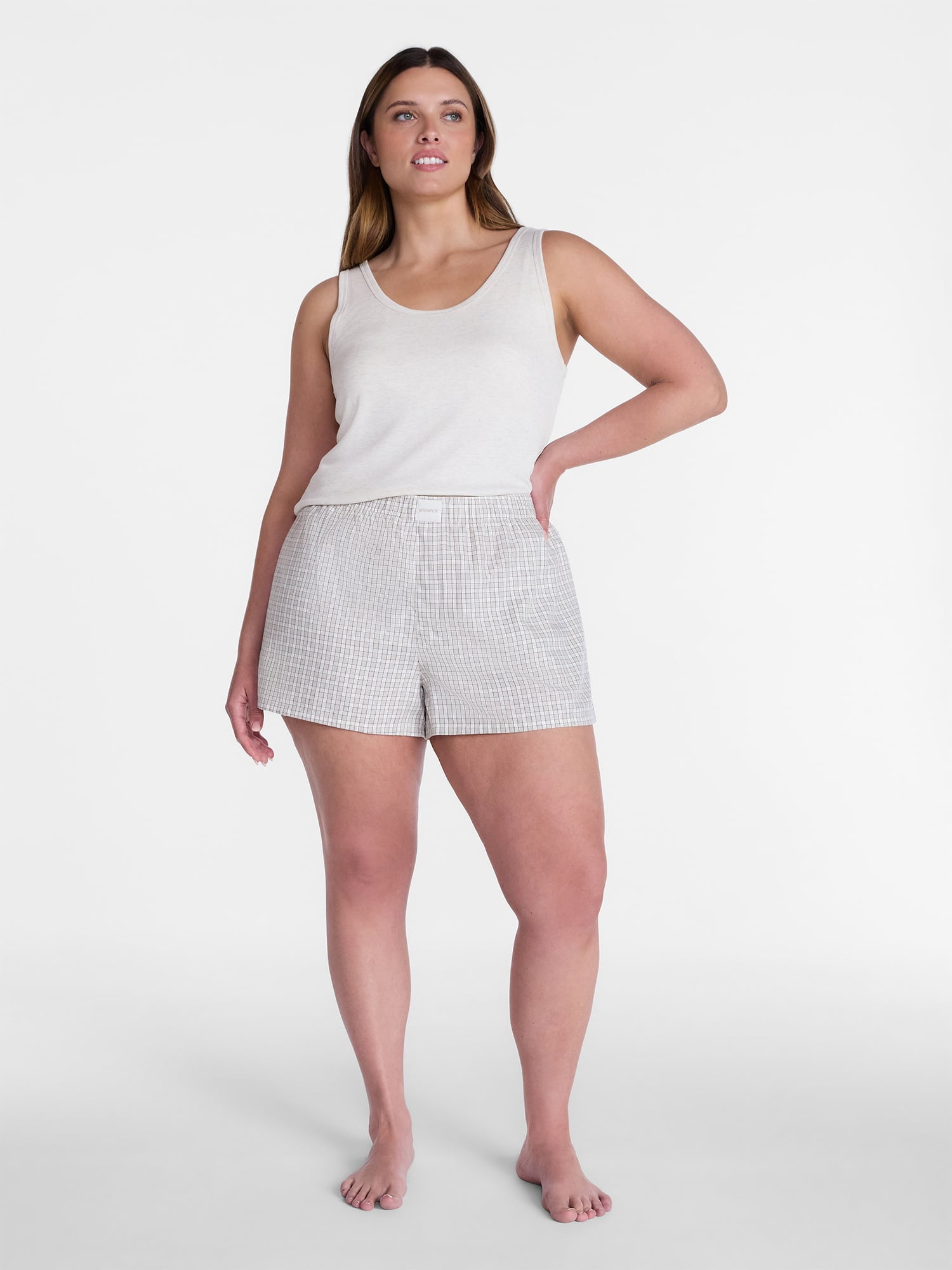 Joyspun Women's Woven Pajama Boxer Shorts, 3'' Inseam, Sizes XS-2X