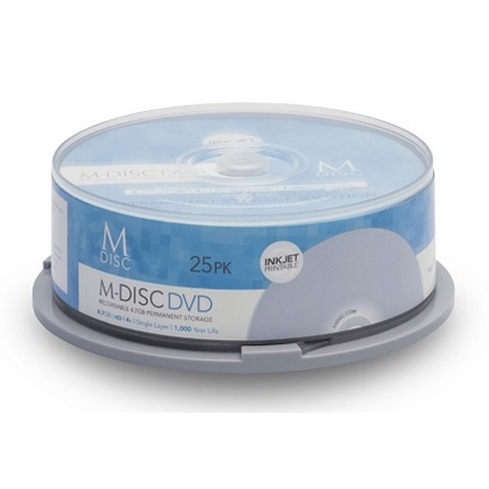 25 Pack Millenniata M-Disc DVD 4.7GB 4X White Inkjet Printable Recordable Disc