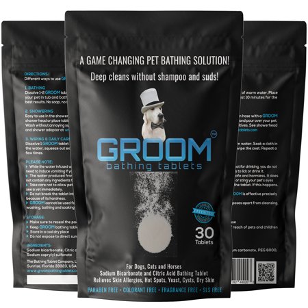 UPC: 0721782440203 | GROOM bathing tablets – Bathe Your Pet in ONLY 5 Minutes! Eliminate Itch & Odor Moisturizing Hypoallergenic Shampoo Conditioner Tearless No Suds  pH Neutral SLS Free. For Puppies Dogs Cats Horses 12ct