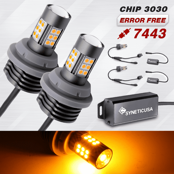 ERROR FREE 7443 7440 7444 LED Turn Signal Amber DRL Parking Light Bulbs