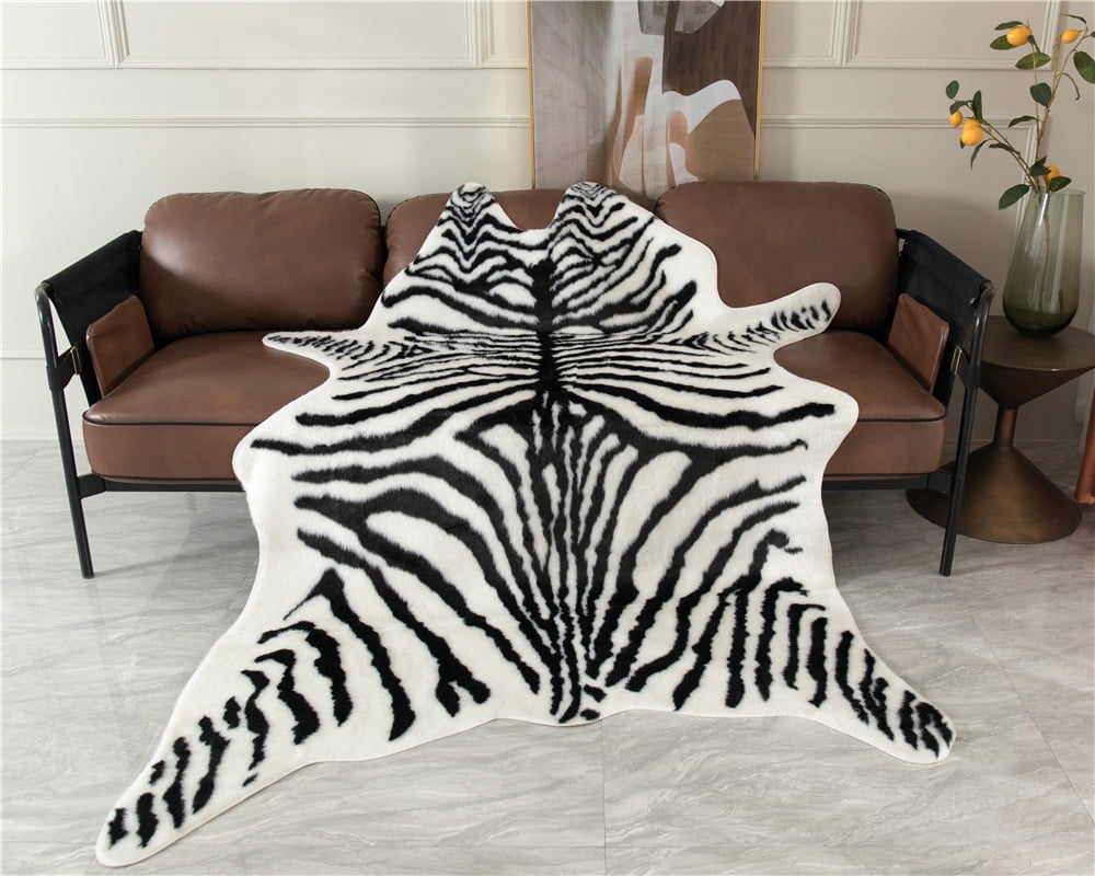 Faux Animal Skin Rug,Zebra Cow Stripe Non-Slip Area Rugs and Carpets ...
