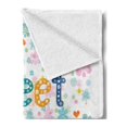 thumbnail image 2 of Saying Soft Flannel Fleece Throw Blanket, Colorful Letters with Little Flowers on a Blossoming Background Slumber Party, Cozy Plush for Indoor and Outdoor Use, 60" x 80", Multicolor, by Ambesonne, 2 of 5