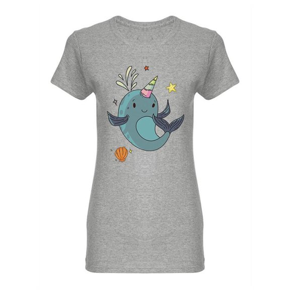 Unicorn Narwhal Fantasy Creature Shaped T-Shirt Women -Image by Shutterstock, Female XX-Large