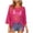 Hot Pink, variant on UOCUFY Women Plain Fringe Cut Out Sheer Knit Crochet Cover Up Three Quarter Sleeve Hollow Out Sweater Shirts Swimsuit Coverups Wear (Light Green, S)