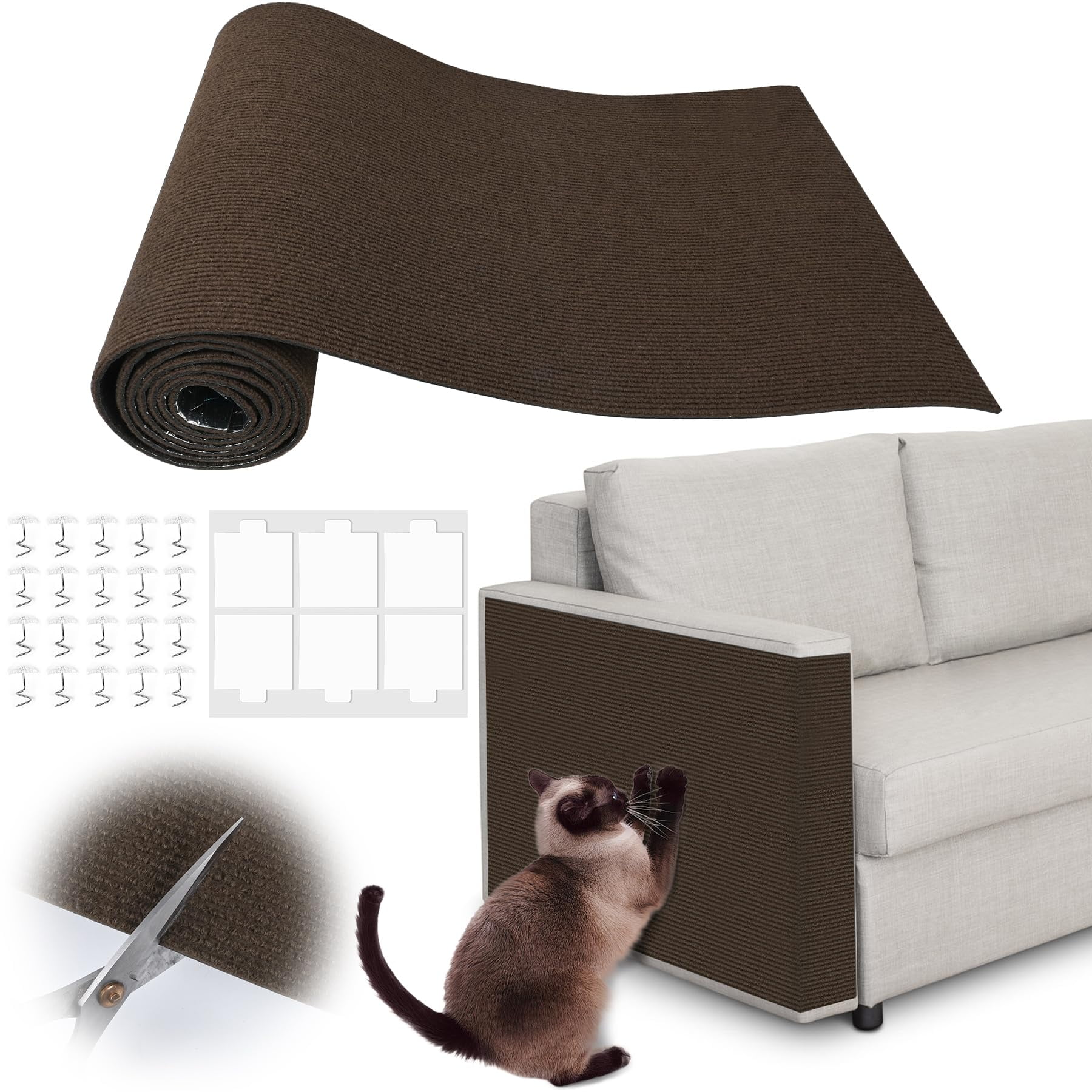 Cat Scratching Pad Brown 17 x 118 Trimmable Furniture Protector