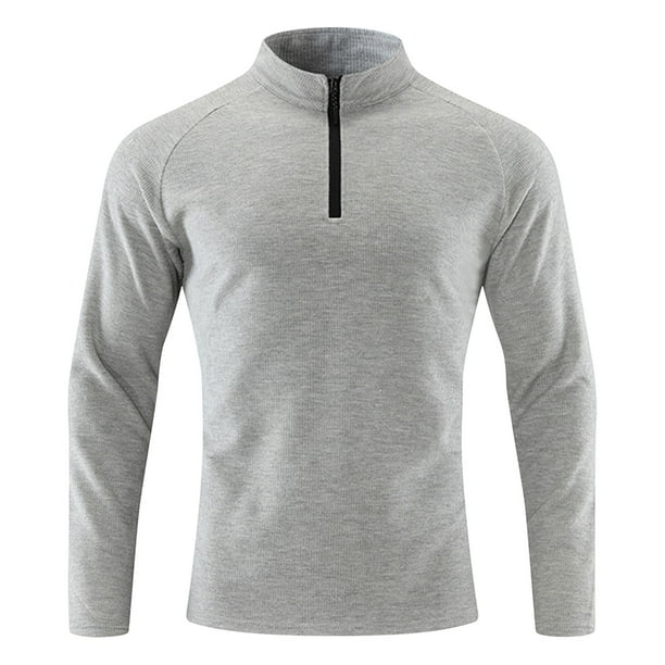 pstuiky Camisas de manga larga abrigadas para hombre, Camiseta deportiva ligera y transpirable de manga larga con cuello alto y color sólido para hombre top de hombre xl