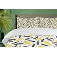 thumbnail image 4 of Ambesonne Yellow Duvet Cover Sets, Watercolor Boho Feathers Art, 2-Queen, Mustard Black and Grey, 4 of 7