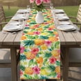 thumbnail image 4 of Summer Pineapple Table Runner 90 Inches, Tropical Fruits Lemon Sage Green Plaid Bed Runner Dresser Scarves Tabletop for Indoor Outdoor Parties/Ceremony/Banquet, 13" x 90", 4 of 9