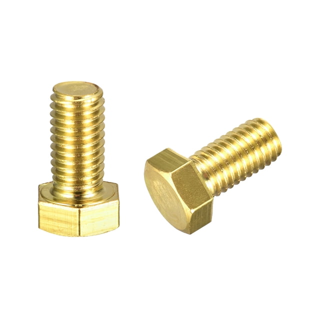 Unique Bargains Brass Hex Bolts, 1/2-13x1' 2 Pack Fully Thread Grade 4.8 Machine Screws