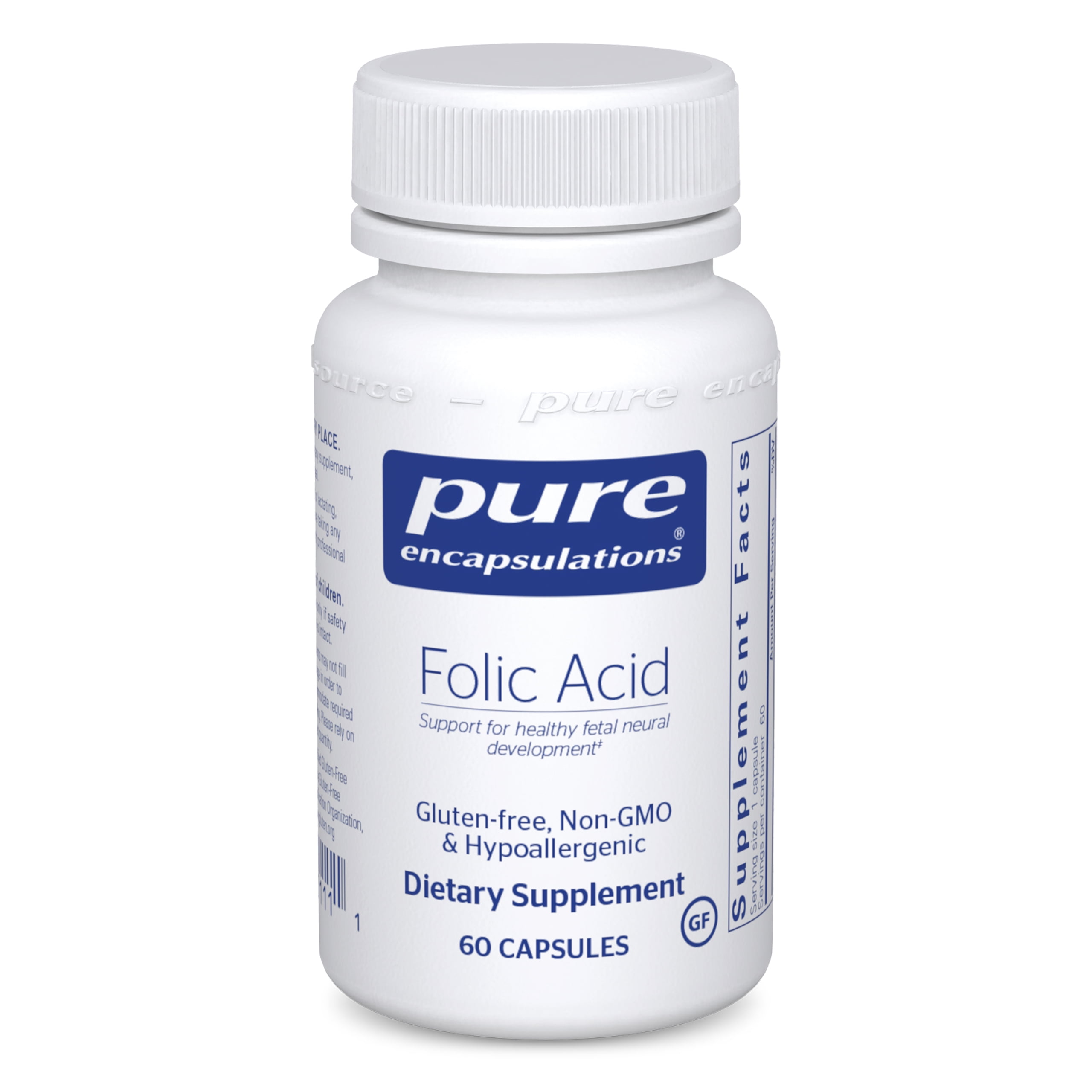 Pure Encapsulations Folic Acid | Hypoallergenic Dietary Supplement | 60 Capsules