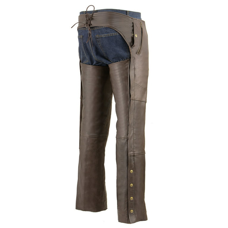 Milwaukee Leather Chaps for Men's Retro Brown Naked Leather - Snap