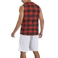 thumbnail image 2 of Honeii Red Black Plaid print basktball shirt for men and women, Unisex basketball jersey for Theme party-Small, 2 of 6
