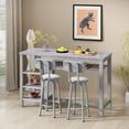 thumbnail image 4 of Lamerge Bar Dining Table Set for 2, 3 Piece Bar Table and Chairs Set, Kitchen Counter Height Dining Table Set, Small Kitchen Bar Table with Storage, Breakfast Nook Set for Small Space, gray, 4 of 7