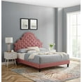 thumbnail image 2 of Tufted Platform Bed Frame, Queen Size, Velvet, Pink, Modern Contemporary Urban Design, Bedroom Master Guest Suite, 2 of 10