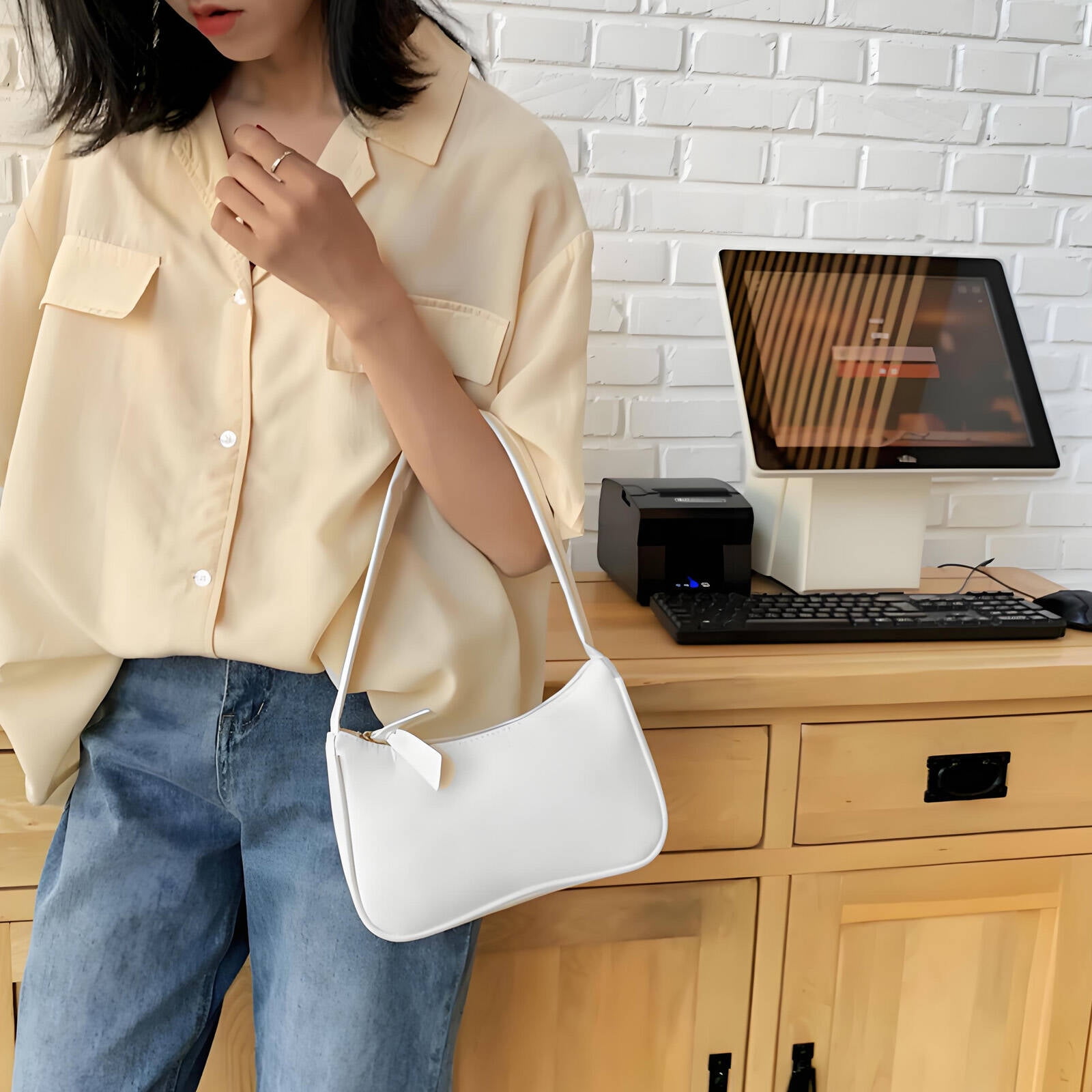 White Purse Vintage Versatile Shoulder Bag for Women Elegant White Purses with Ample Storage