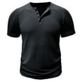 ALLLIST Fitted TShirts for Men Black Henley Classic TShirt Solid Short Sleeve Pullover Tee