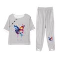 thumbnail image 1 of Qiopertar Ensemble Mode Femme Imprimé Décontracté Ample Col Rond Manches Courtes Haut Pantalon Deux Pièces Liquidation Livraison Gratuite Offres de la Semaine Liquidation, 1 of 5