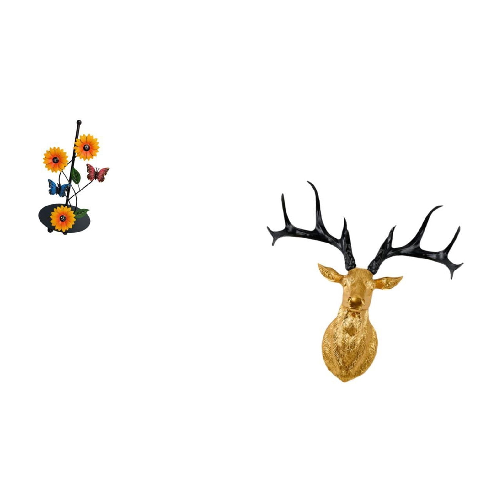 Fiocias Toilet Paper Holder Paper Towel Holder Countertop Kitchen Roll Holder Deer Head Statue Iron Material Suitable for Room Office Bedroom G