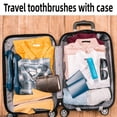 thumbnail image 2 of 4 Pcs Travel Toothbrush Set Mini Toothbrushes Soft Portable Toothbrushes Travels with Tooth Brush Cover Small Folding Individually Wrapped for Camping Home, 2 of 9