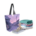 thumbnail image 2 of FORMRS Womens Canvas Tote Bag with Zipper Inner Pocket Shoulder Handbag, Black Cat Walking, 2 of 7