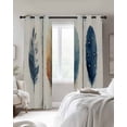 thumbnail image 4 of Blue Brown Feathers Blackout Curtains for Bedroom Living Room Darkening Curtains 63 Inches Long Boho Ombre Vintage Wooden Grain Window Curtain 2 Panels Set Window Treatment Grommet Drapes 52"x63", 4 of 9