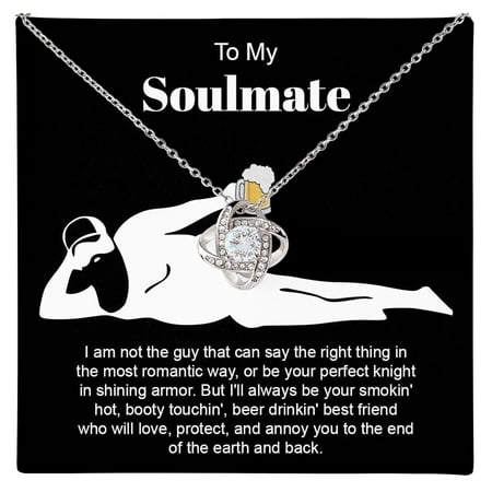 To My Soulmate Necklace For Women, Girlfriend, Presents For Girlfriend, Best Birthday Meaningful Ideas For Wife, Women Romantic Jewelry For Her Anniversary #533, White Love Knot Necklace